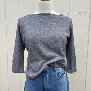 Hillard & Hanson Silk Cashmere Grey Boatneck Sweater Size Medium